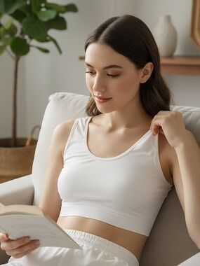 Cacique White Wireless Scoop Bralette 26/28